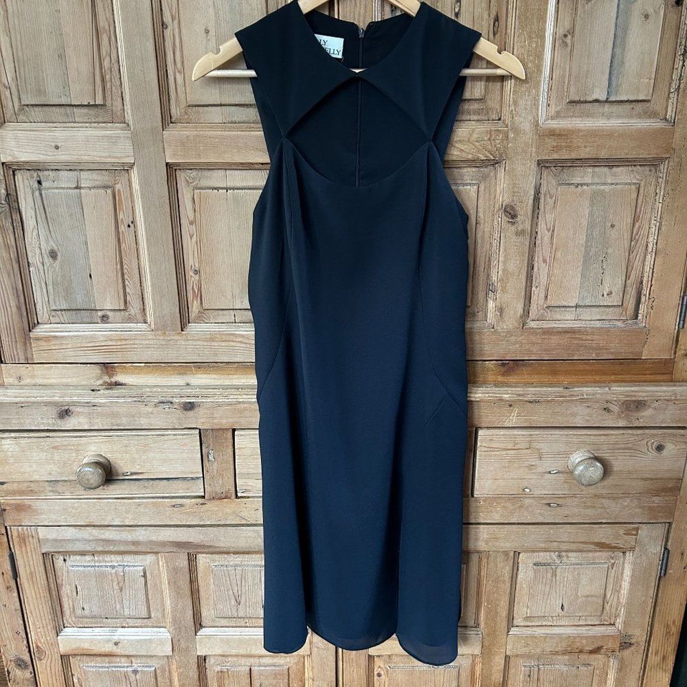 Sully Bonnelly Vintage Sz 6 Black Dress Sleeveless Cutout Chest Cocktail LBD Y2K